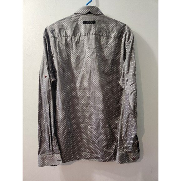Au Noir Size 5 Grey White Dot Men Shirt Pre-Owned - Picture 3 of 8